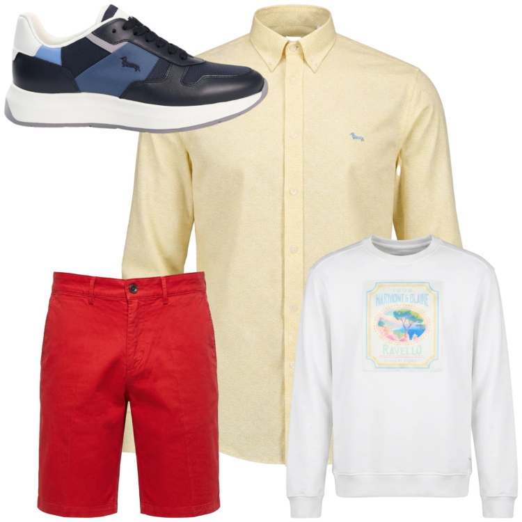 Outfit uomo - Total look #2442751. Stile Trendy per Tutti i giorni. Abbinamento con felpe, sneakers, bermuda, camicie.