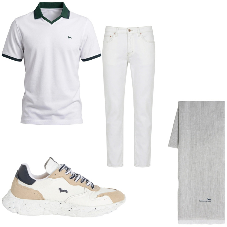 Outfit uomo - Total look #2442757. Stile Trendy per Tutti i giorni. Abbinamento con jeans, polo, sciarpe, sneakers.