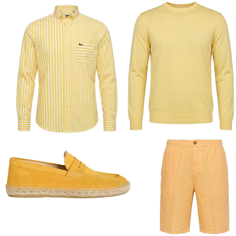 Outfit uomo - Total look #2442762. Stile Trendy per Tutti i giorni. Abbinamento con pullovers, bermuda, espadrillas, camicie.