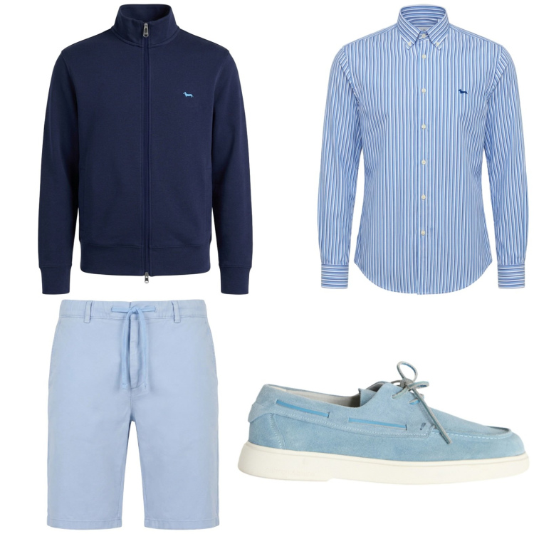 Outfit uomo - Total look #2442764. Stile Trendy per Tutti i giorni. Abbinamento con felpe, scarpe stringate, bermuda, camicie.
