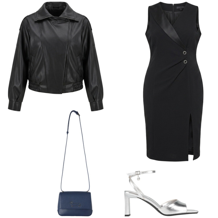 Outfit donna - Total look #2442775. Stile Romantica per Serata fuori. Abbinamento con sandali col tacco, borse a tracolla, vestiti asimmetrici, blazer.