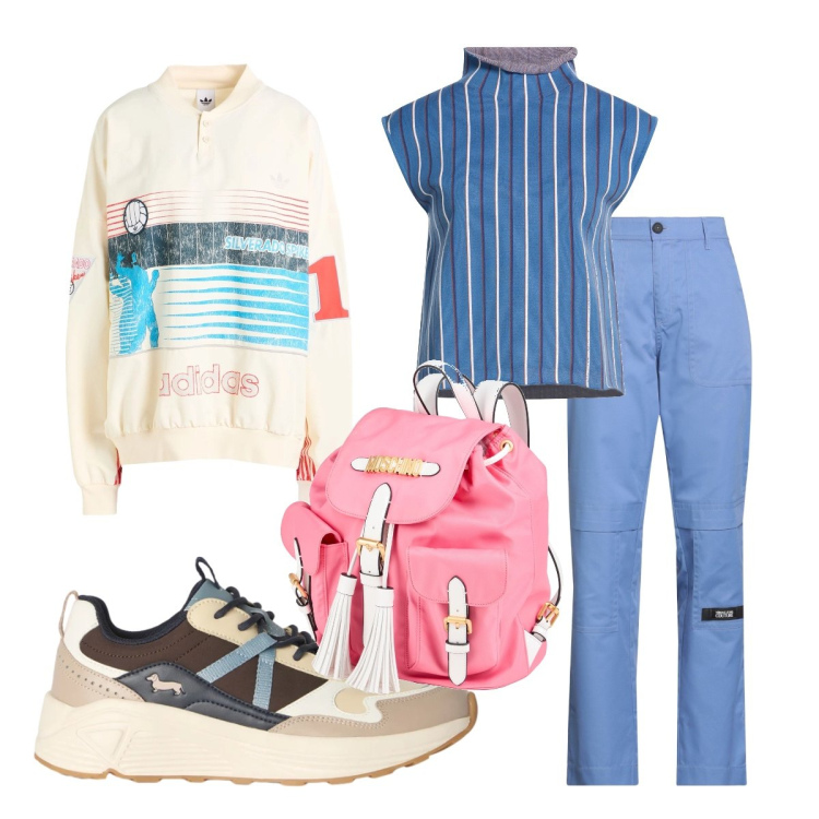Outfit donna - Sportiva curvy. Stile Sporty chic per Tutti i giorni. Abbinamento con zaini, felpe, pantaloni cargo, t-shirt, sneakers.