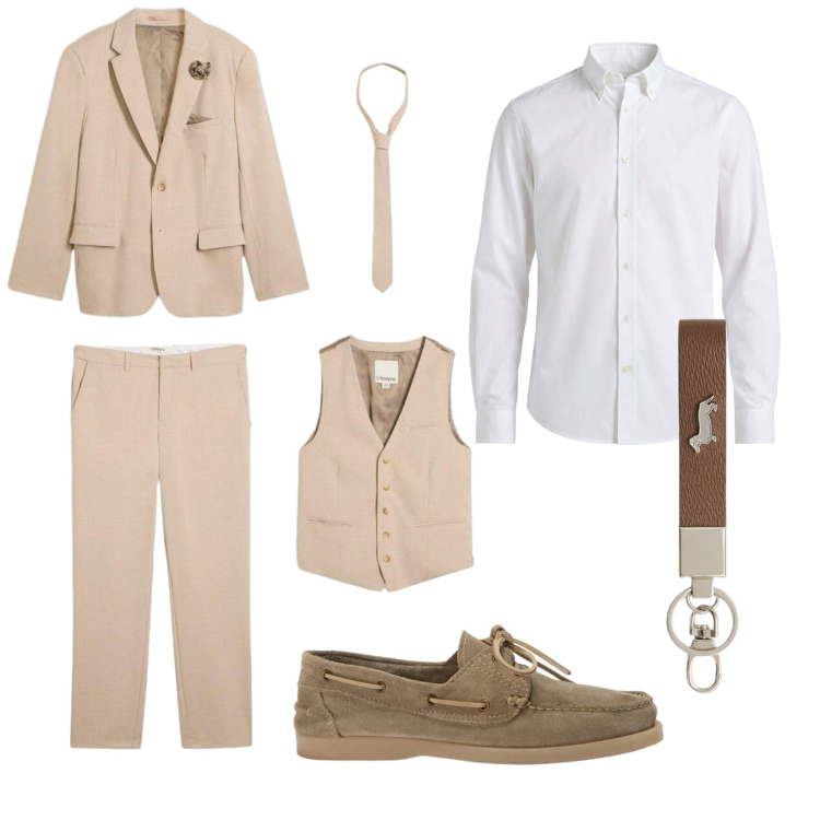 Outfit uomo - Cerimonia. Stile Business/Elegante per Cerimonia. Abbinamento con abiti, portachiavi, scarpe stringate, camicie.