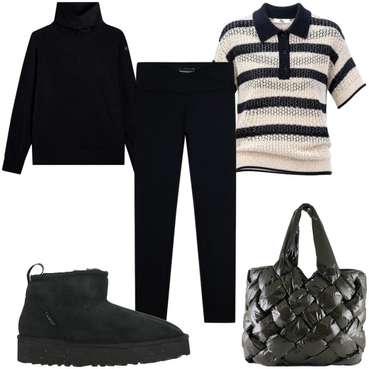 Outfit donna - Total look #2442808. Stile Basic per Tutti i giorni. Abbinamento con stivaletti, polo, felpe, leggings, borse tote.