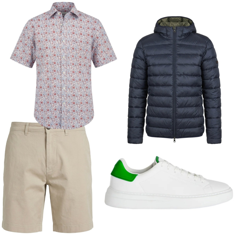 Outfit uomo - Total look #2442816. Stile Trendy per Tutti i giorni. Abbinamento con camicie a manica corta, bermuda, sneakers, giacche.