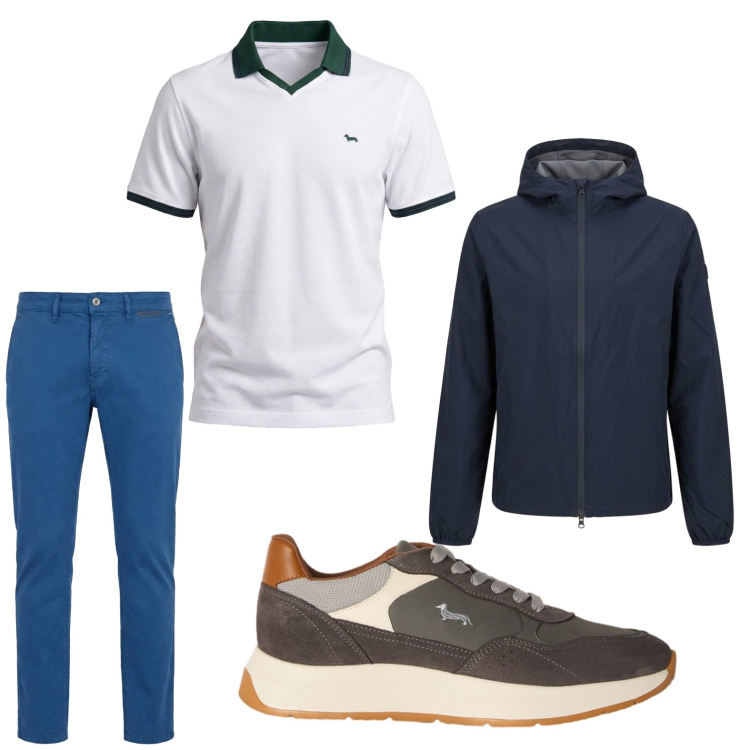 Outfit uomo - Total look #2442820. Stile Trendy per Tutti i giorni. Abbinamento con pantaloni, polo, sneakers, giacche.
