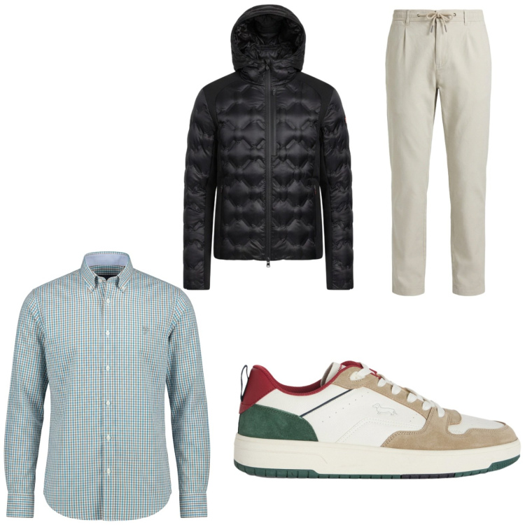 Outfit uomo - Total look #2442827. Stile Trendy per Tutti i giorni. Abbinamento con sneakers, camicie, pantaloni, piumini.