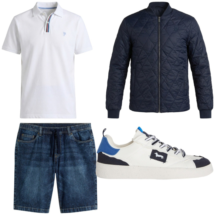 Outfit uomo - Total look #2442830. Stile Trendy per Tutti i giorni. Abbinamento con bermuda, sneakers, giacche, polo.