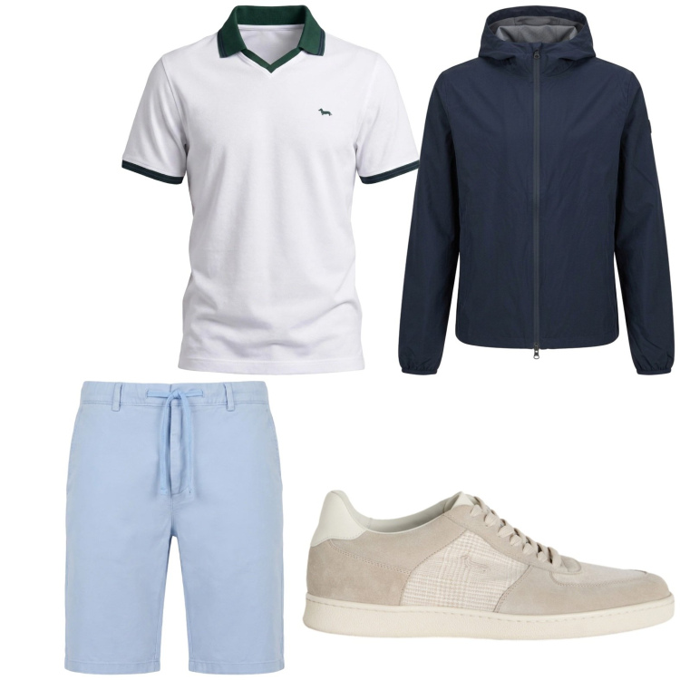 Outfit uomo - Total look #2442831. Stile Trendy per Tutti i giorni. Abbinamento con polo, sneakers, bermuda, giacche.