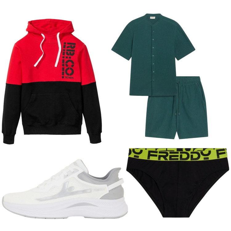 Outfit uomo - Total look #2442839. Stile Trendy per Tutti i giorni. Abbinamento con felpe con cappuccio, abiti, slip, sneakers.