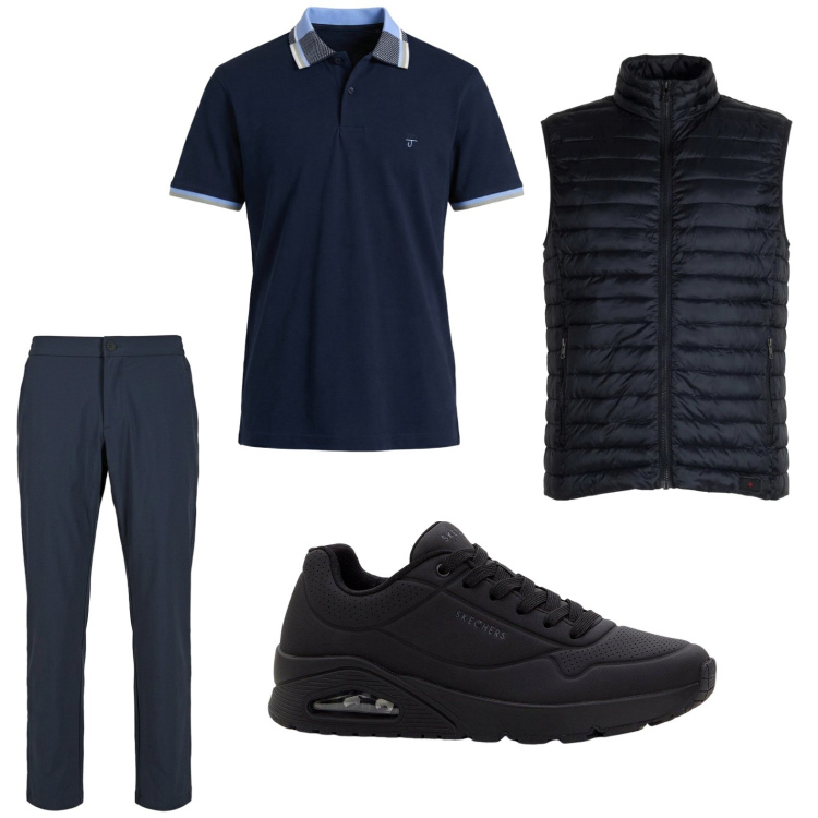 Outfit uomo - Total look #2442841. Stile Trendy per Tutti i giorni. Abbinamento con sneakers, polo, pantaloni, piumini.