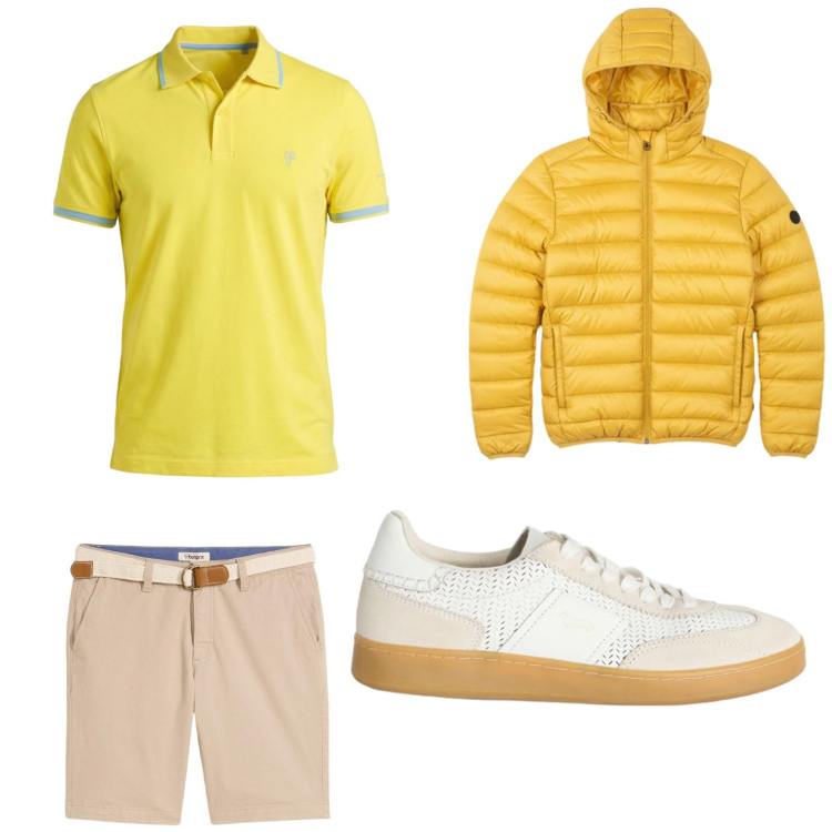 Outfit uomo - Total look #2442842. Stile Trendy per Tutti i giorni. Abbinamento con bermuda, sneakers, polo, bomber.
