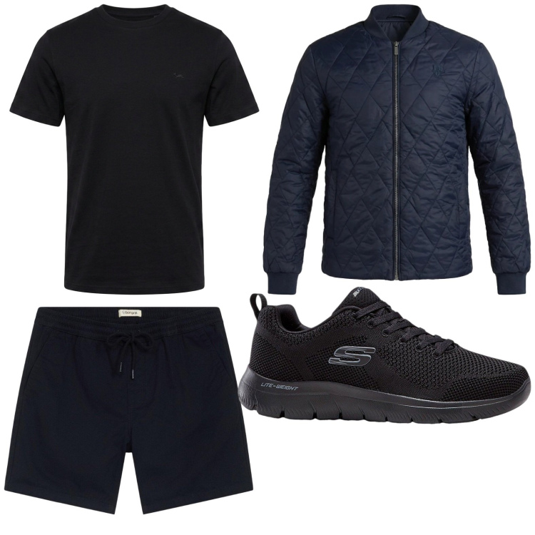 Outfit uomo - Total look #2442845. Stile Trendy per Tutti i giorni. Abbinamento con sneakers, shorts, giacche, t-shirt.