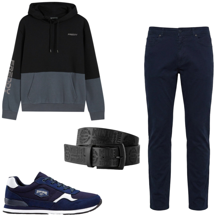 Outfit uomo - Total look #2442851. Stile Business/Elegante per Tutti i giorni. Abbinamento con cinture, sneakers, pantaloni, felpe con cappuccio.