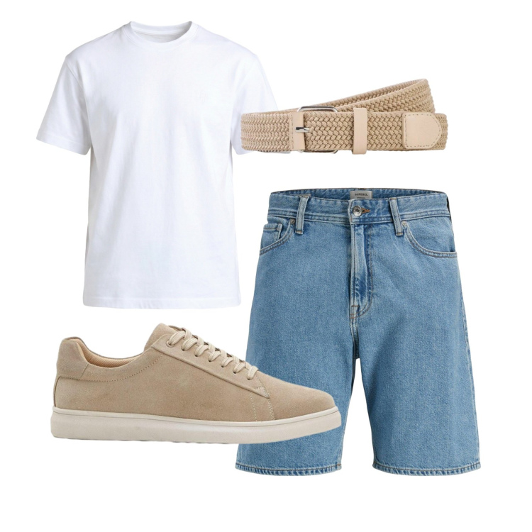 Outfit uomo - Total look #2442861. Stile Casual per Tutti i giorni. Abbinamento con sneakers, cinture, shorts, t-shirt.
