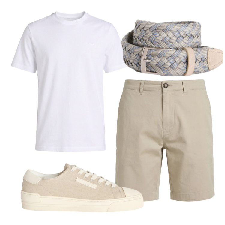 Outfit uomo - Total look #2442862. Stile Casual per Tutti i giorni. Abbinamento con sneakers, t-shirt, cinture, bermuda.