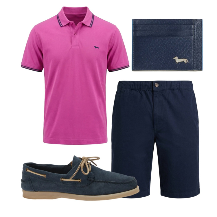 Outfit uomo - Total look #2442863. Stile Casual per Tutti i giorni. Abbinamento con portafogli, polo, scarpe stringate, bermuda.