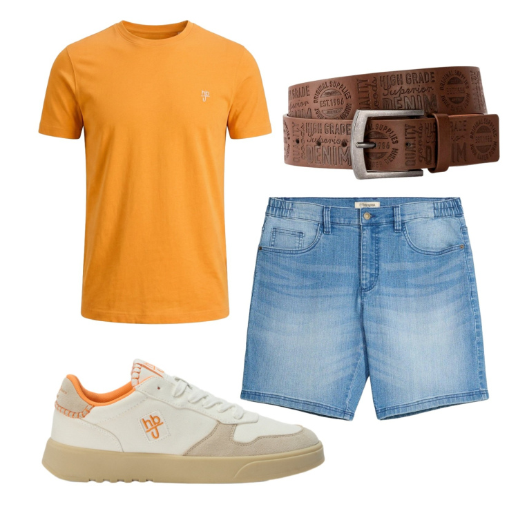 Outfit uomo - Total look #2442864. Stile Casual per Tutti i giorni. Abbinamento con cinture, shorts, sneakers, t-shirt.