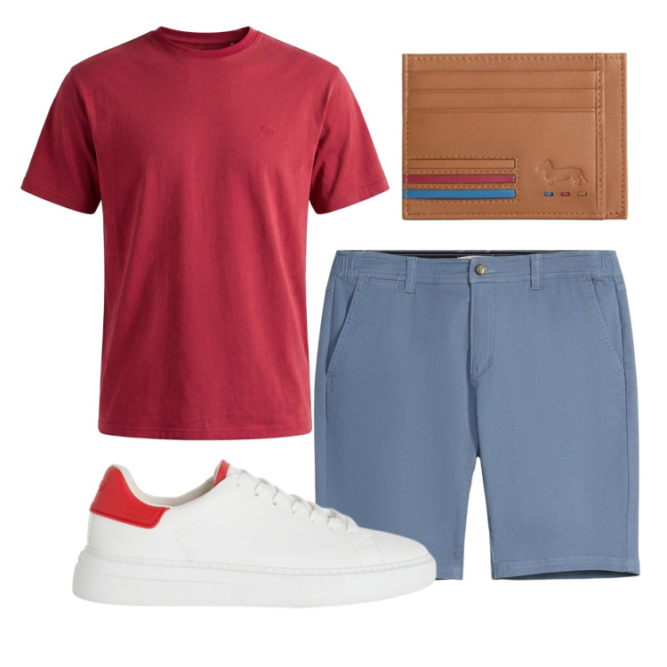 Outfit uomo - Total look #2442867. Stile Casual per Tutti i giorni. Abbinamento con bermuda, t-shirt, portafogli, sneakers.