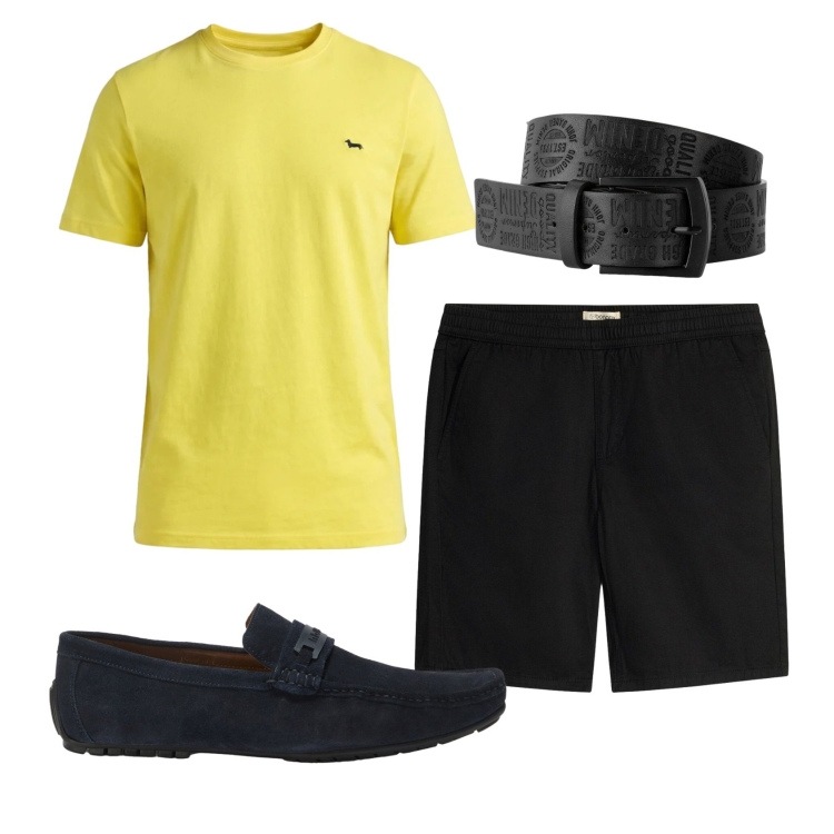 Outfit uomo - Total look #2442868. Stile Casual per Tutti i giorni. Abbinamento con cinture, bermuda, t-shirt, scarpe stringate.