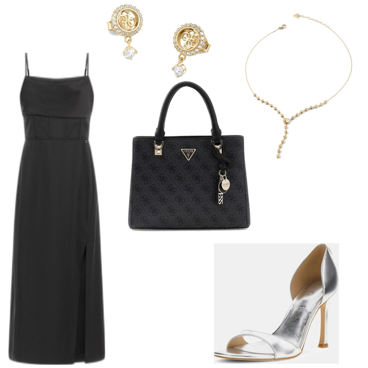 Outfit mujer - Glamour #3868. Estilo Glamour para Ceremonia. Combinación con pendientes, sandalias de piel, collares, vestidos largos, bolsos de mano.
