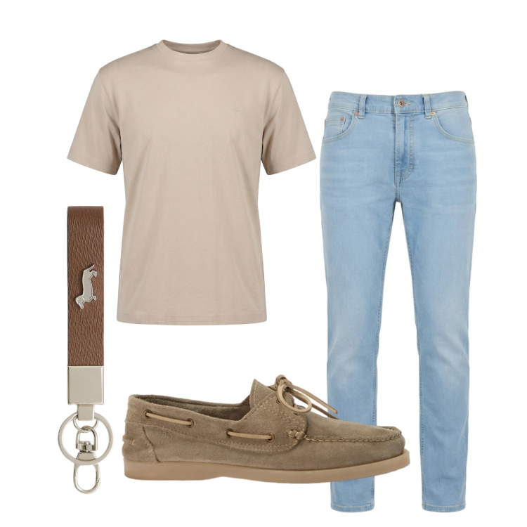 Outfit uomo - Total look #2442890. Stile Casual per Tutti i giorni. Abbinamento con portachiavi, t-shirt, jeans, scarpe stringate.