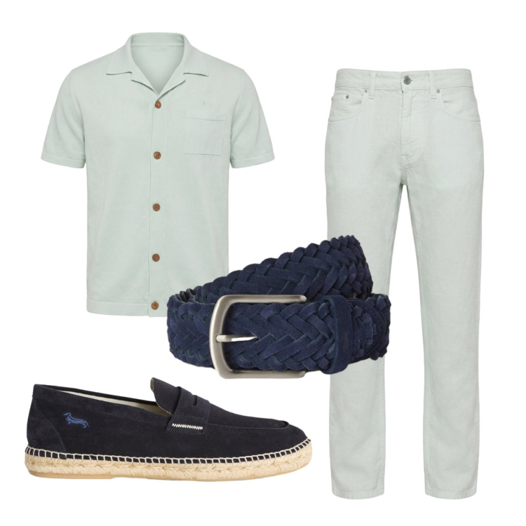Outfit uomo - Total look #2442892. Stile Trendy per Tutti i giorni. Abbinamento con espadrillas, camicie a manica corta, cinture, pantaloni.