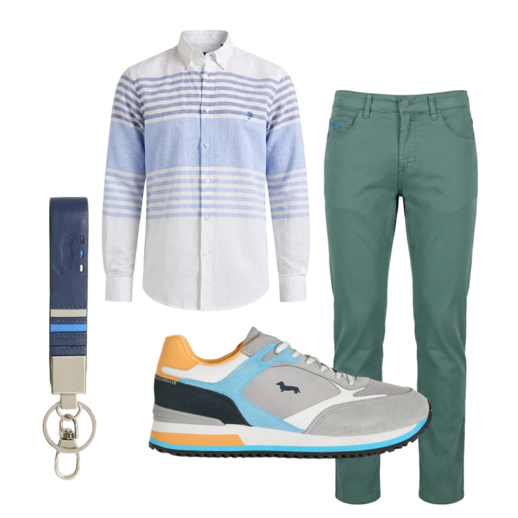 Outfit uomo - Total look #2442893. Stile Trendy per Tutti i giorni. Abbinamento con sneakers, portachiavi, pantaloni, camicie.