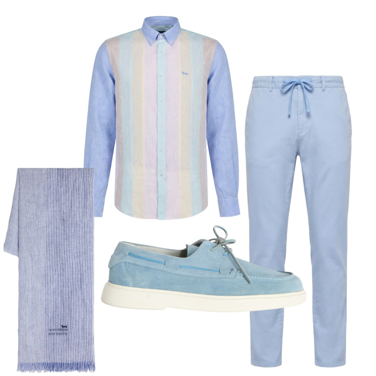 Outfit uomo - Total look #2442898. Stile Trendy per Serata speciale. Abbinamento con sciarpe, pantaloni, scarpe stringate, camicie.