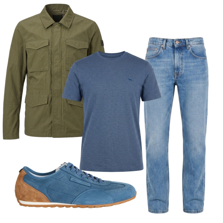 Outfit uomo - Total look #2442902. Stile Trendy per Tutti i giorni. Abbinamento con sneakers, jeans, t-shirt, cappotti.