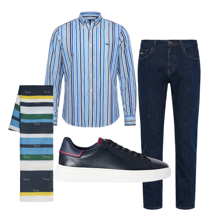 Outfit uomo - Total look #2442904. Stile Business/Elegante per Serata speciale. Abbinamento con sciarpe, jeans, camicie, sneakers.