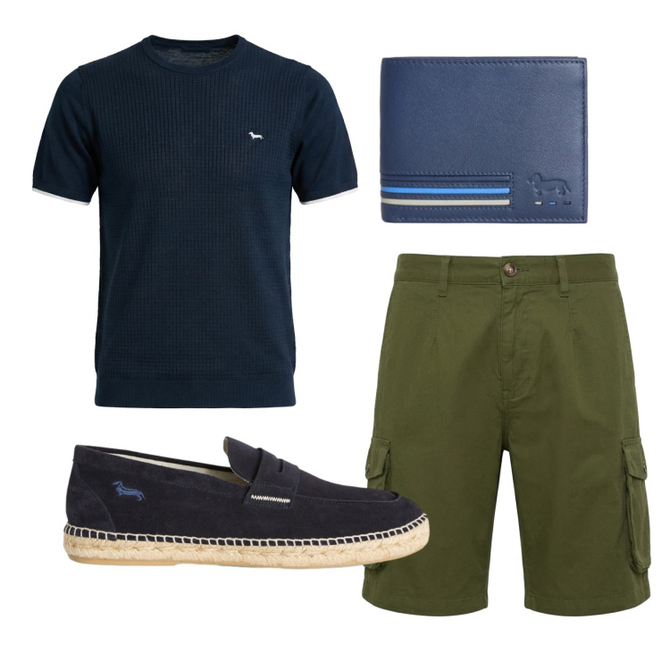 Outfit uomo - Total look #2442912. Stile Casual per Tutti i giorni. Abbinamento con portafogli, t-shirt, bermuda, espadrillas.