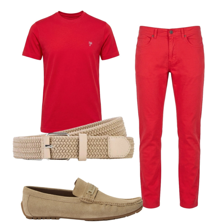 Outfit uomo - Total look #2442916. Stile Casual per Tutti i giorni. Abbinamento con cinture, scarpe stringate, pantaloni, t-shirt.