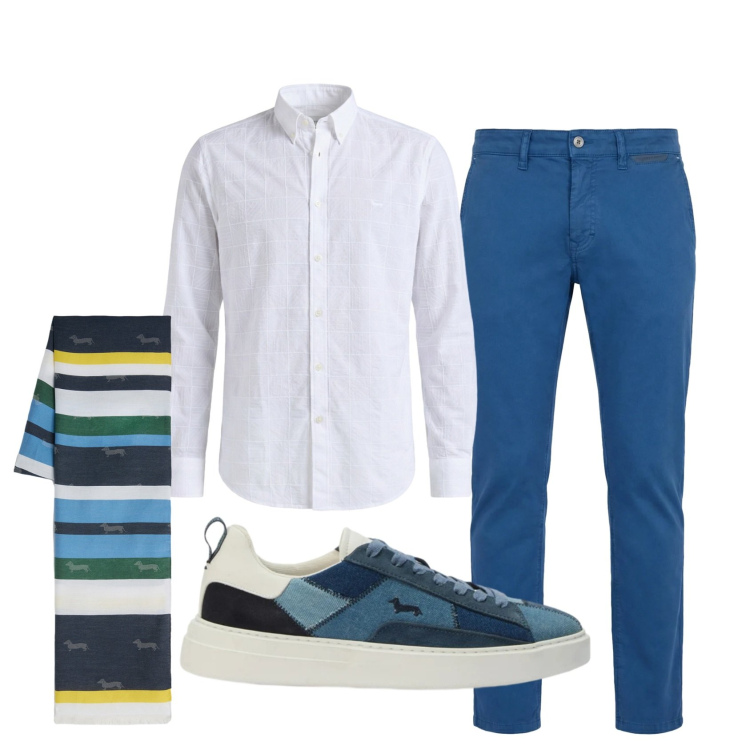 Outfit uomo - Total look #2442918. Stile Trendy per Serata speciale. Abbinamento con pantaloni, sneakers, sciarpe, camicie.