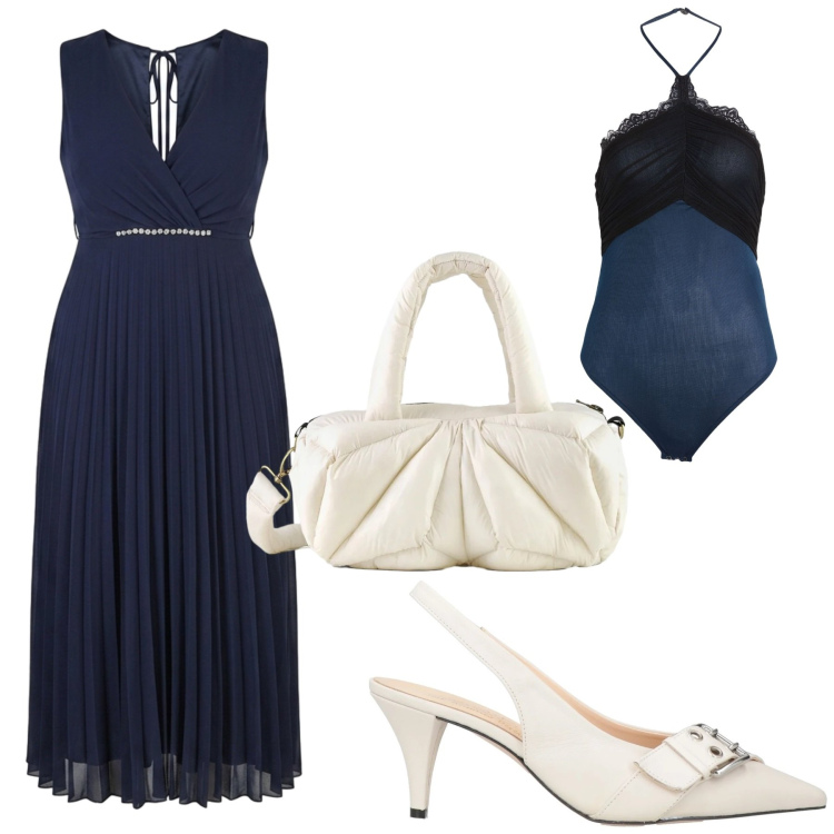 Outfit donna - Total look #2442924. Stile Chic per Serata fuori. Abbinamento con décolleté, body, borse a mano, vestiti lunghi.