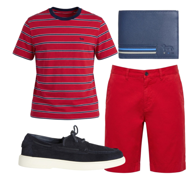 Outfit uomo - Total look #2442932. Stile Casual per Tutti i giorni. Abbinamento con scarpe stringate, portafogli, t-shirt, bermuda.