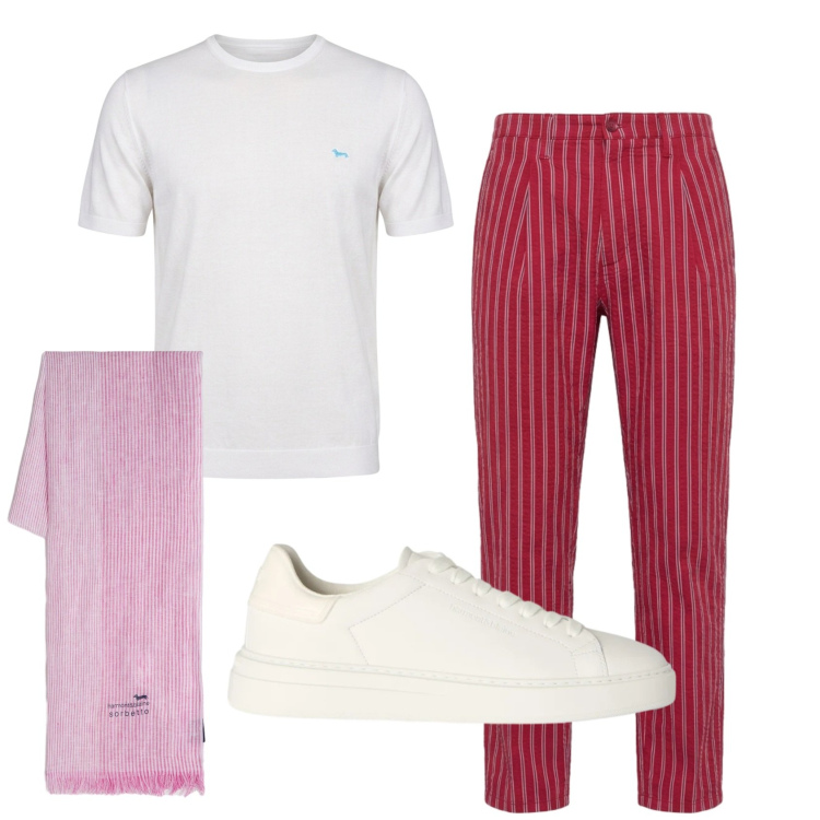 Outfit uomo - Total look #2442946. Stile Urban per Serata speciale. Abbinamento con sciarpe, t-shirt, pantaloni, sneakers.