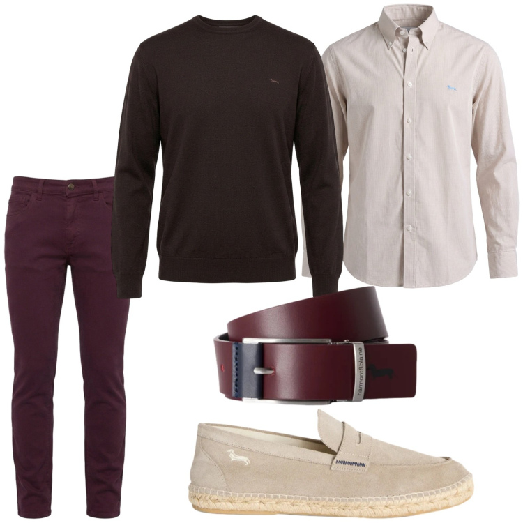 Outfit uomo - Brown day. Stile Trendy per Tutti i giorni. Abbinamento con camicie, espadrillas, pantaloni, cinture, maglieria.