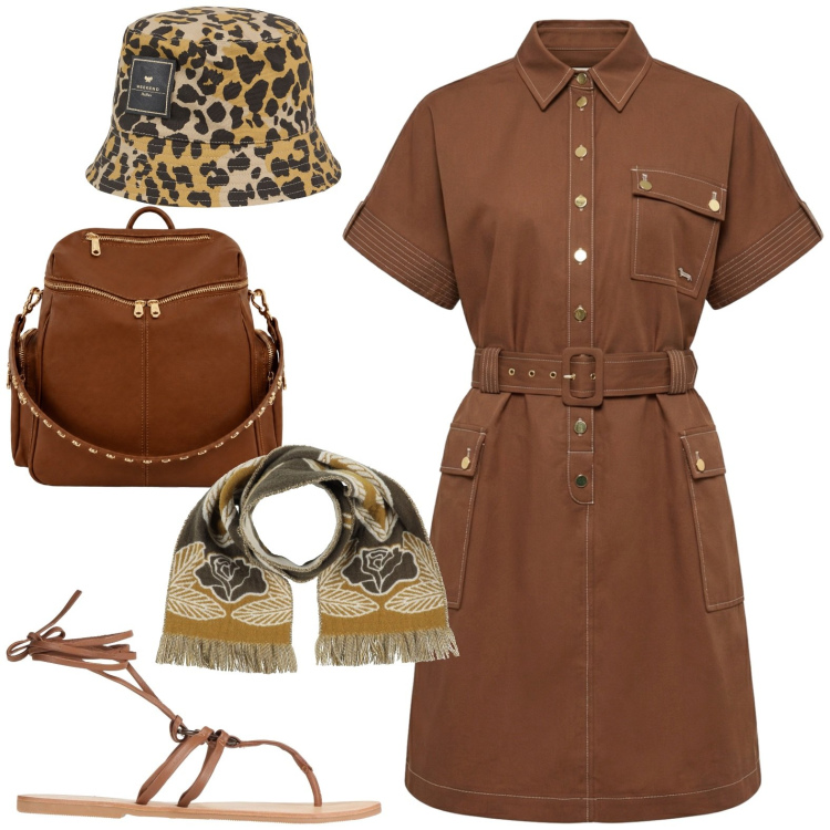 Outfit donna - Ufficio. Stile Casual per Ufficio. Abbinamento con cappelli, sciarpe, ciabatte, vestiti chemisier, zaini.