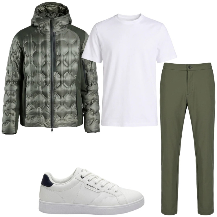 Outfit uomo - Urban. Stile Urban per Tutti i giorni. Abbinamento con sneakers, t-shirt, piumini, pantaloni.