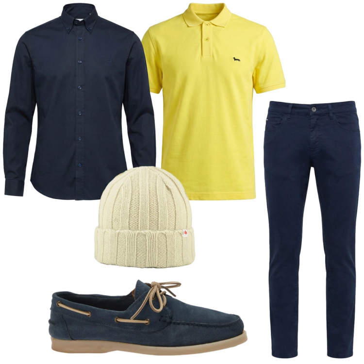 Outfit uomo - Camicia classica. Stile Trendy per Tutti i giorni. Abbinamento con polo, pantaloni, scarpe stringate, camicie, berretti.