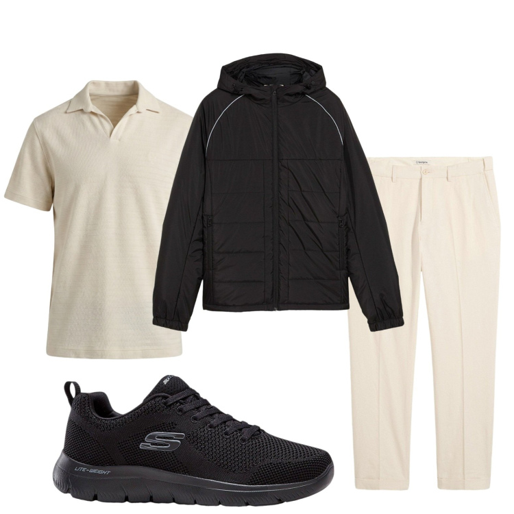 Outfit uomo - Sporty chic. Stile Trendy per Tutti i giorni. Abbinamento con sneakers, pantaloni, giacche, polo.