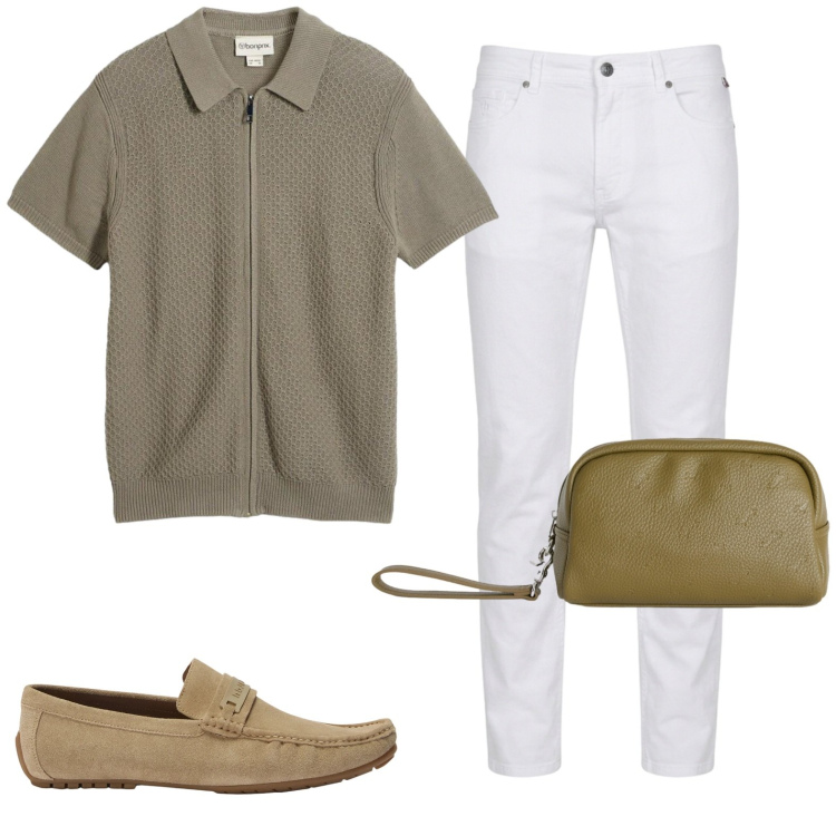 Outfit uomo - Total look #2443047. Stile Trendy per Tutti i giorni. Abbinamento con polo, borse sportive, scarpe stringate, pantaloni.