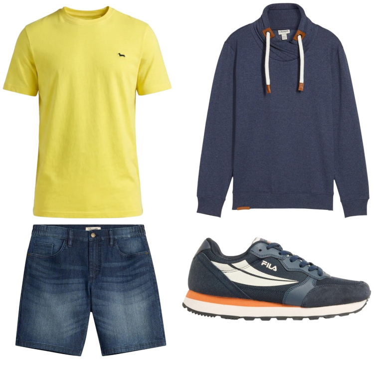 Outfit uomo - Total look #2443054. Stile Casual per Mare. Abbinamento con felpe, sneakers, shorts, t-shirt.