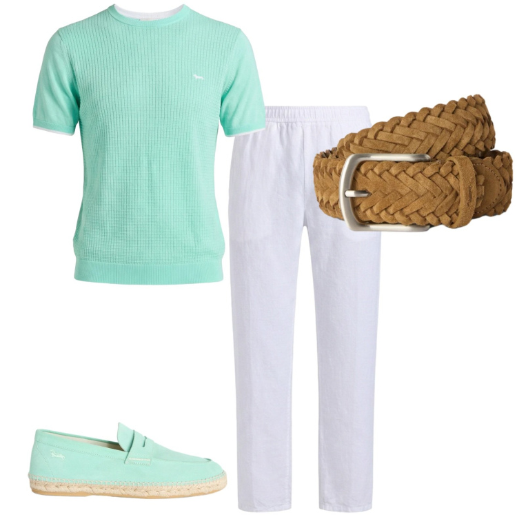 Outfit uomo - Total look #2443058. Stile Trendy per Tutti i giorni. Abbinamento con t-shirt, pantaloni, espadrillas, cinture.