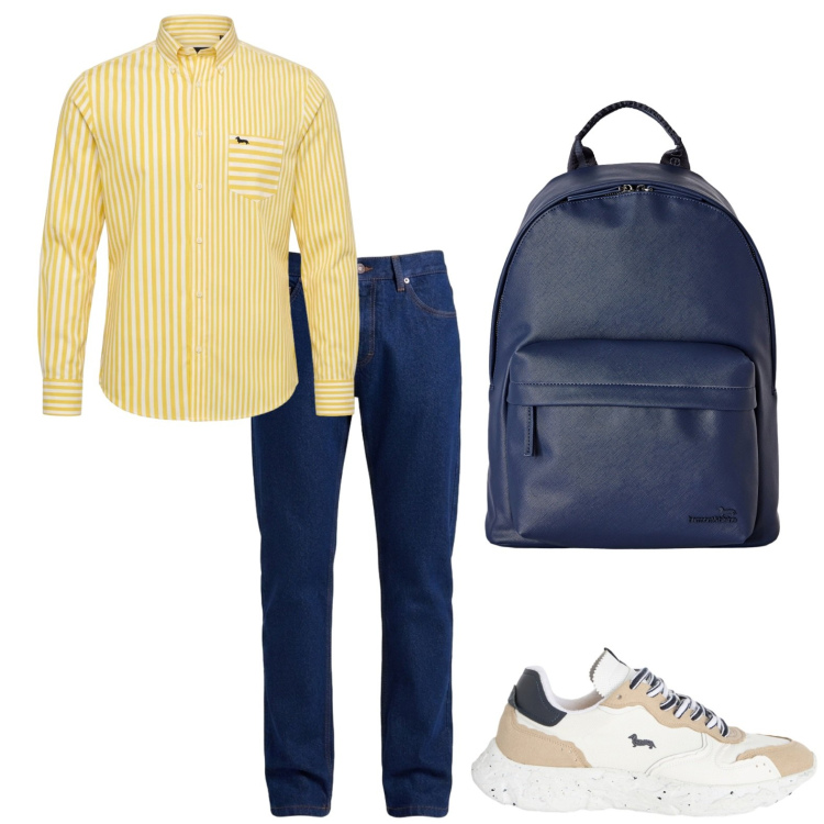 Outfit uomo - Total look #2443061. Stile Casual per Tutti i giorni. Abbinamento con sneakers, camicie, jeans, borse sportive.