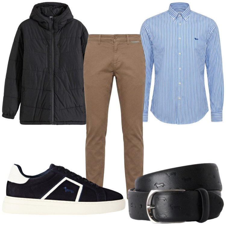 Outfit uomo - Total look #2443141. Stile Casual per Tutti i giorni. Abbinamento con giacche, pantaloni, camicie, cinture, sneakers.