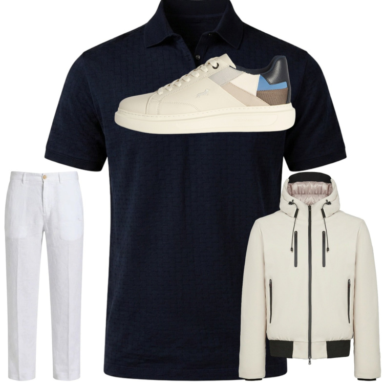 Outfit uomo - Total look #2443188. Stile Trendy per Tutti i giorni. Abbinamento con pantaloni chino, sneakers, polo, giacche.