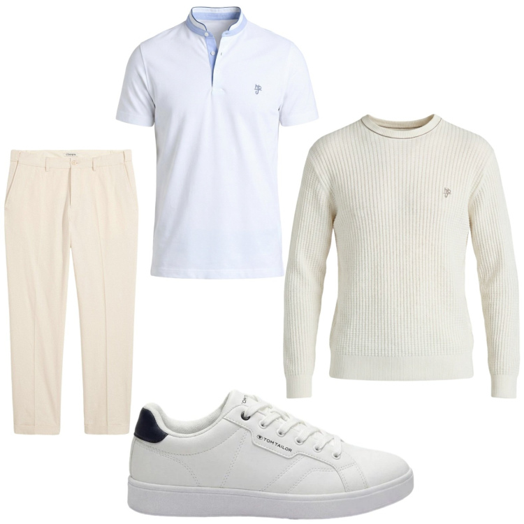 Outfit uomo - Total look #2443254. Stile Trendy per Tutti i giorni. Abbinamento con pantaloni, sneakers, maglieria, polo.