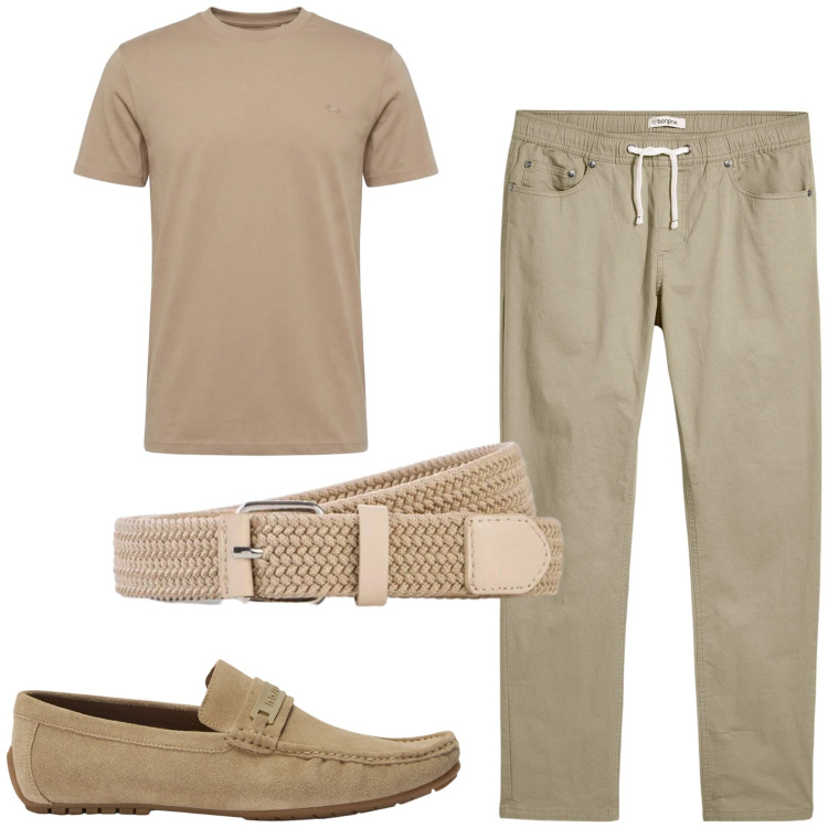 Outfit uomo - Total look #2443287. Stile Casual per Tutti i giorni. Abbinamento con pantaloni, cinture, t-shirt, scarpe stringate.